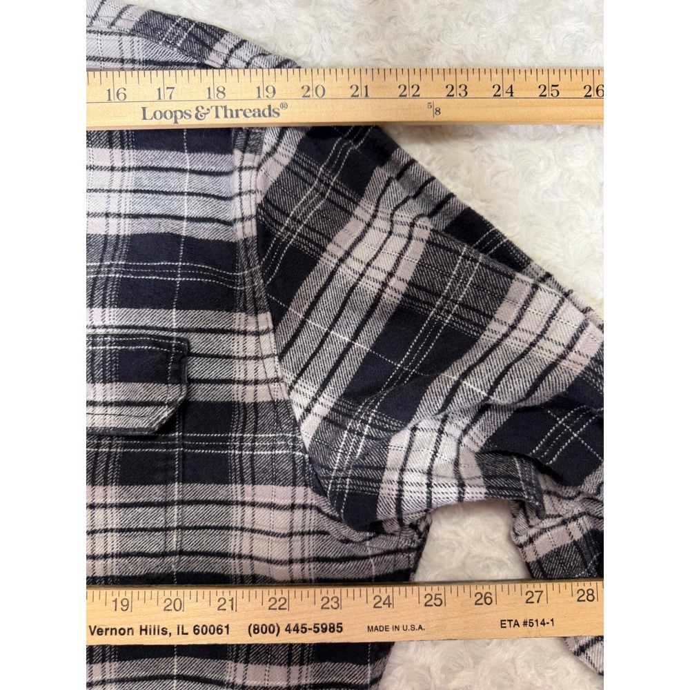 Jachs Mens XL Flannel Shirt Black White Plaid Long Sleeve Button Down Pockets - Picture 4 of 13